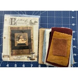 Buttermilk Basin Wool & Needle BOM January Pattern w Wool Fabric ~ Snowglobe